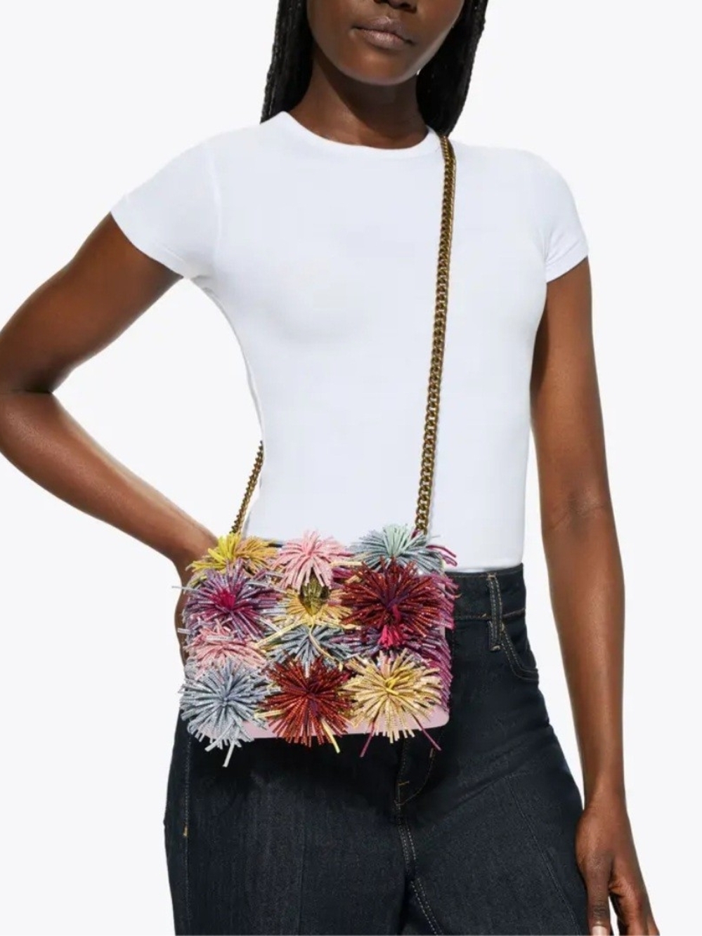 Kurt Geiger Mini Pom Pom Kensington Pink Crystal Crossbody NWT Rare - Picture 2 of 8